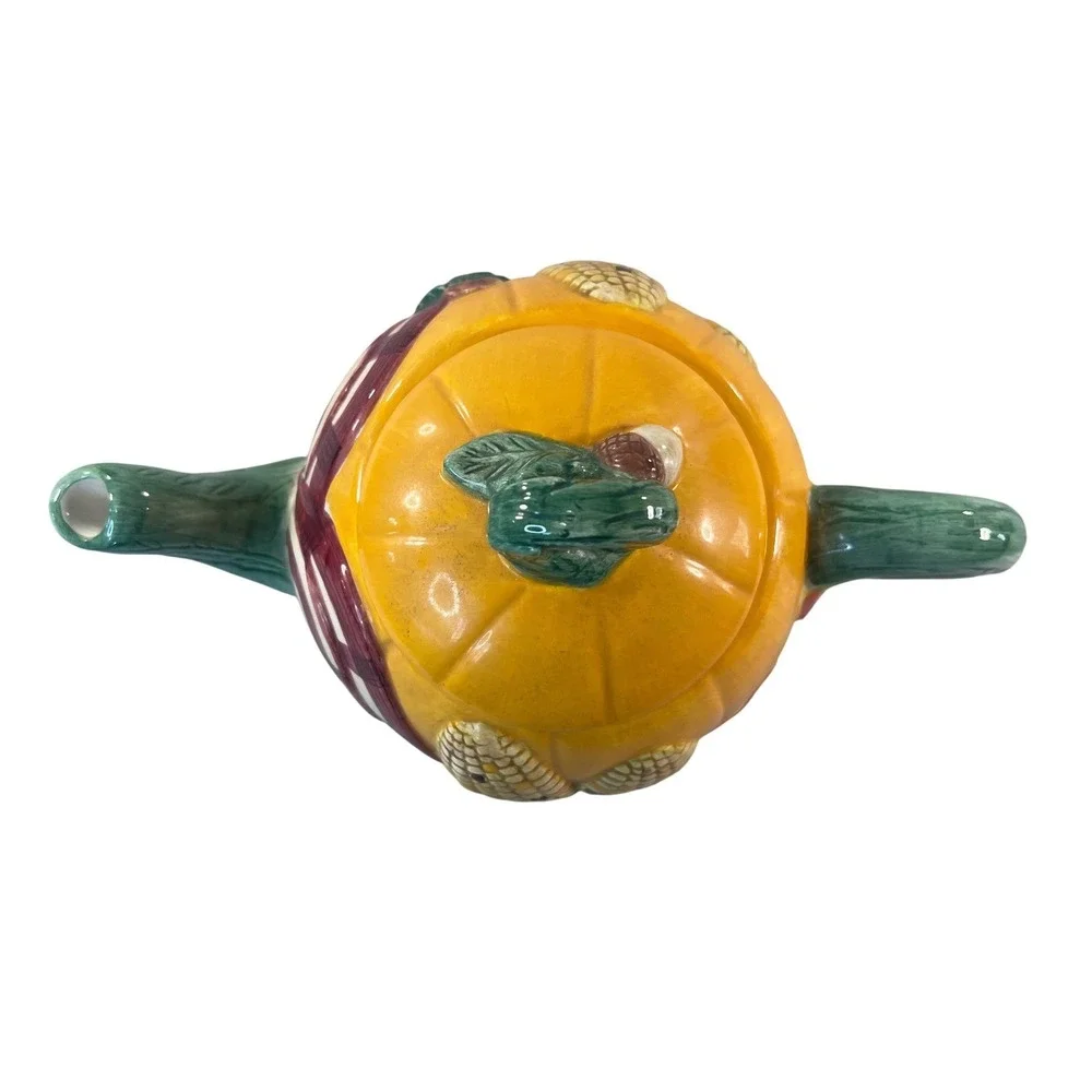 Corn Palace Harvest Pumpkin Corn Vegetable Ceramic Teapot